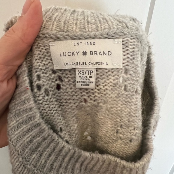 Lucky Brand Emily Pointelle Pullover Sweater Heather Gray XS - Picture 8 of 8
